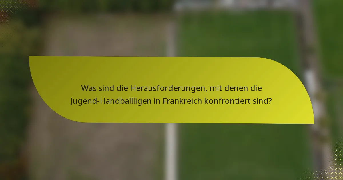 Was sind die Herausforderungen, mit denen die Jugend-Handballligen in Frankreich konfrontiert sind?