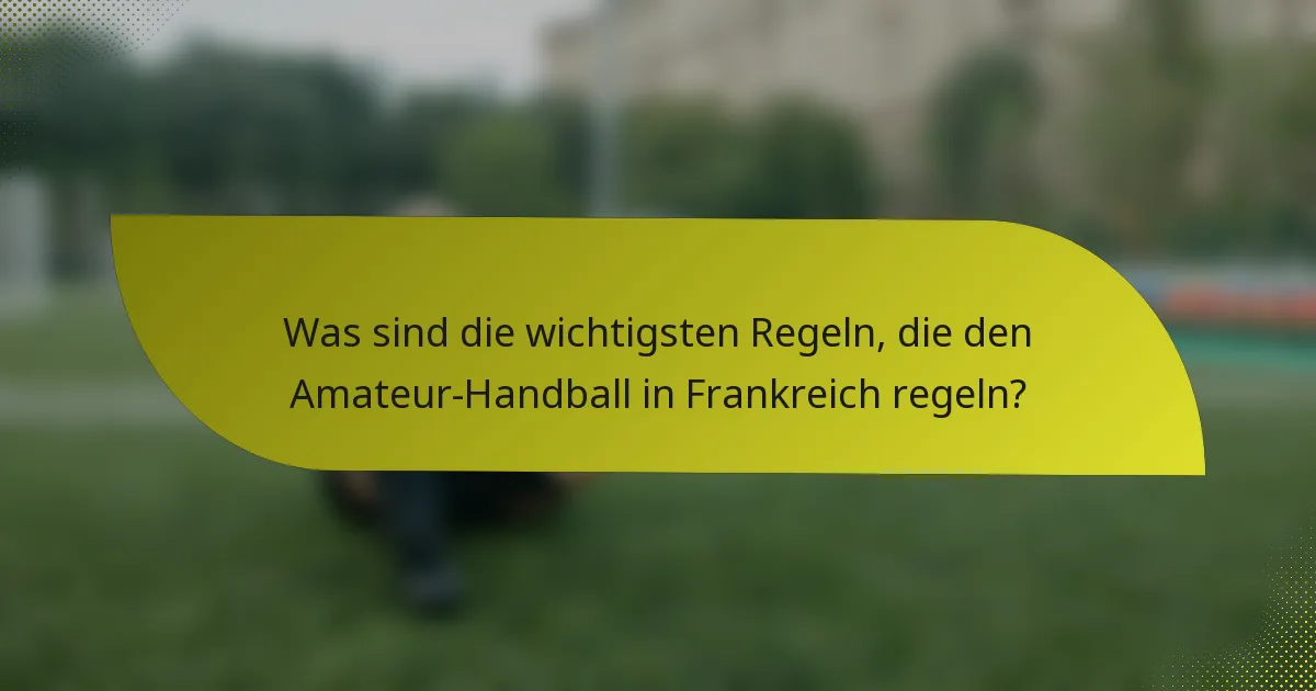 Was sind die wichtigsten Regeln, die den Amateur-Handball in Frankreich regeln?