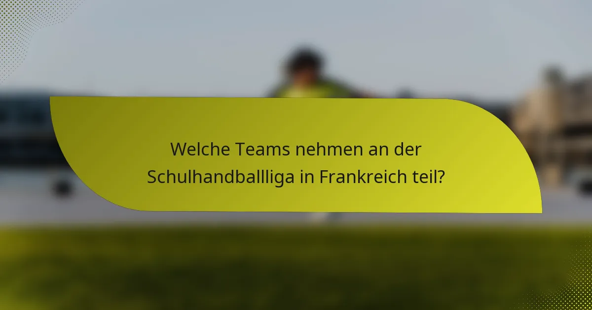 Welche Teams nehmen an der Schulhandballliga in Frankreich teil?